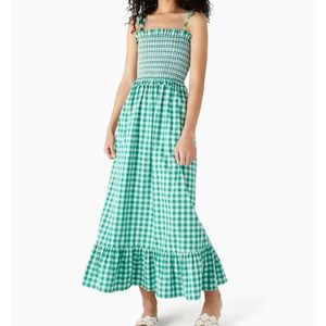 NWT Kate Spade Gingham Smocked-bodice Dress - Size XS